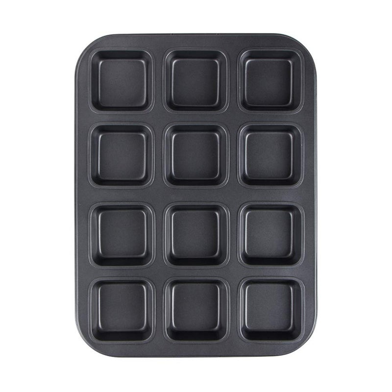 Webake Nonstick Mini Brownie Bar Pan - 12 Cavity Carbon Steel Square Cupcake Pan for Baking Individual Brownies, Breads, Bar-Cookies - Image 2